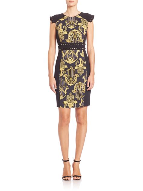 blake versace dress|Versace black and gold dress.